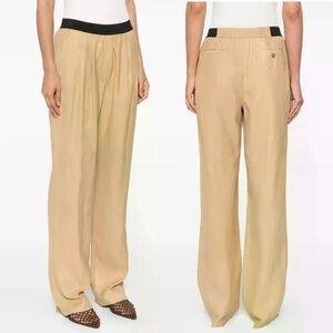 Loulou Studio Beige Wide Leg Pants L Elastic Waist Minimalist style Relaxed